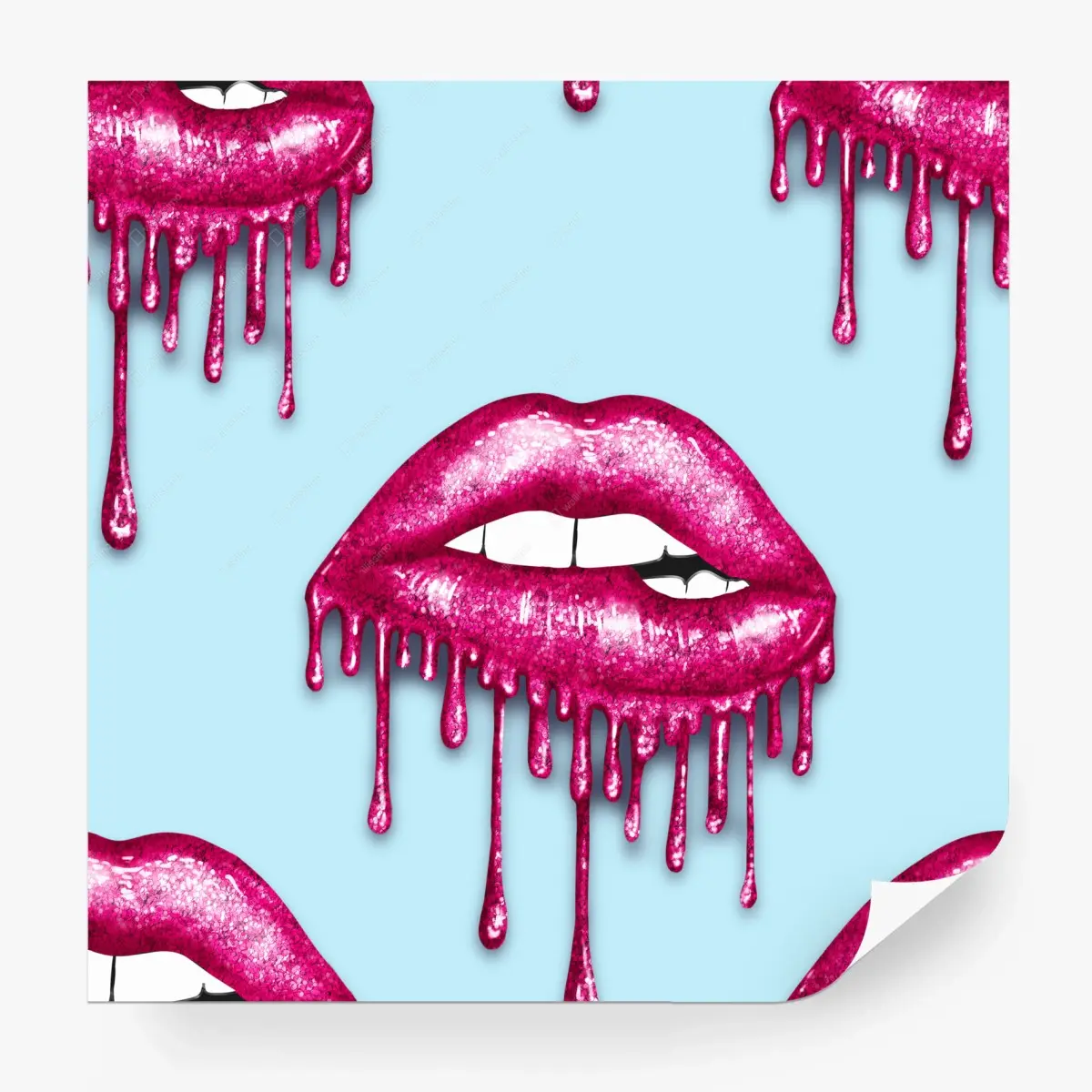 Fototapete glitzernde tropfende lippen im pop-art-stil – Pixers®