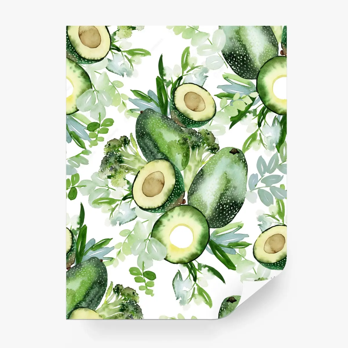 Fototapete aquarell avocado muster – Pixers®