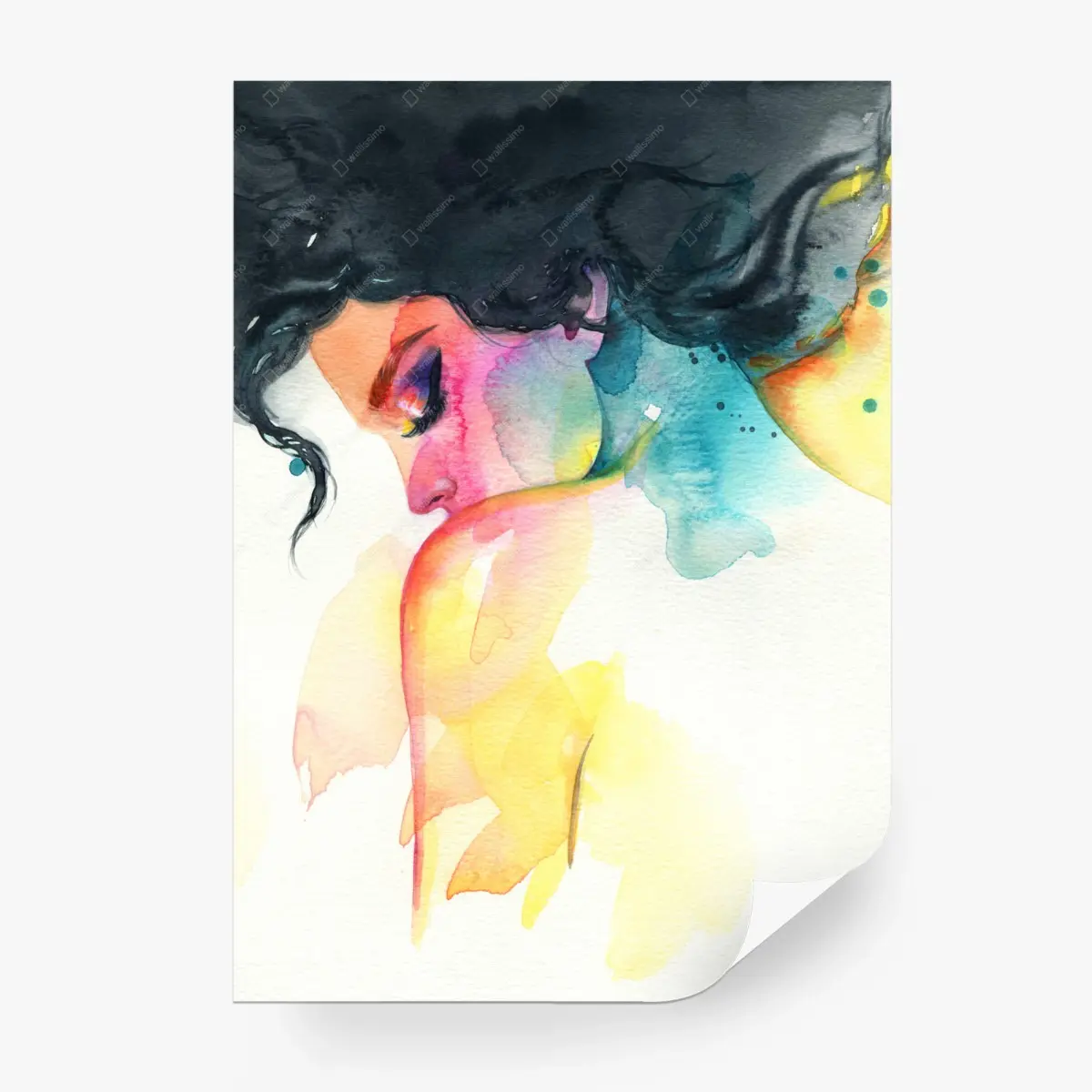 Fototapete träumerisches aquarellporträt im profil – Pixers®