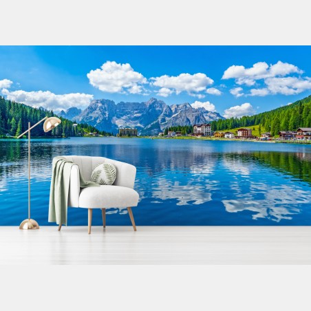 Fototapete panorama des Misurina-Sees in den Dolomiten – Pixers®