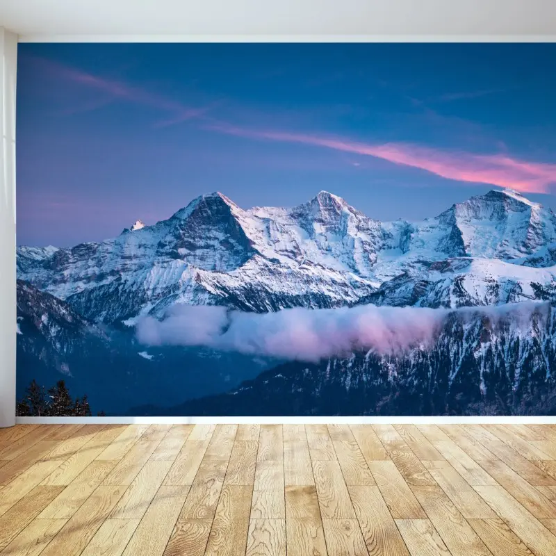 Fototapete Eiger, Mönch und Jungfrau in der blauen Stunde