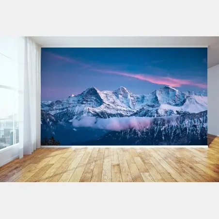 Fototapete Eiger, Mönch und Jungfrau in der blauen Stunde – Pixers®