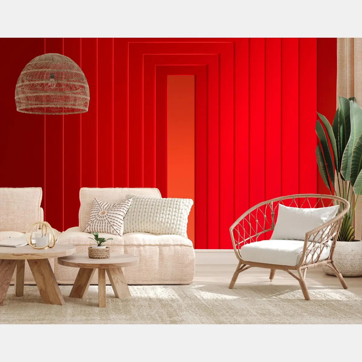 Fototapete prägnantes rotes geometrisches portal – Pixers®
