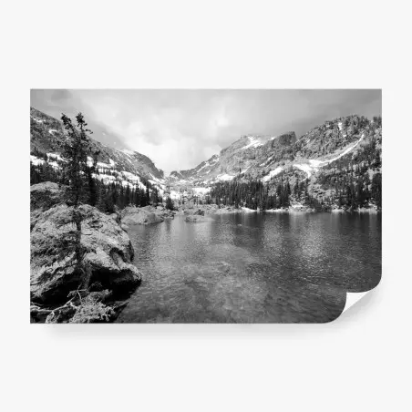 Fototapete alpensee in monochrom – Pixers®