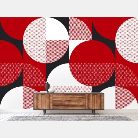 Fototapete rot-schwarzes bauhaus-muster im geometrischen stil – Pixers®