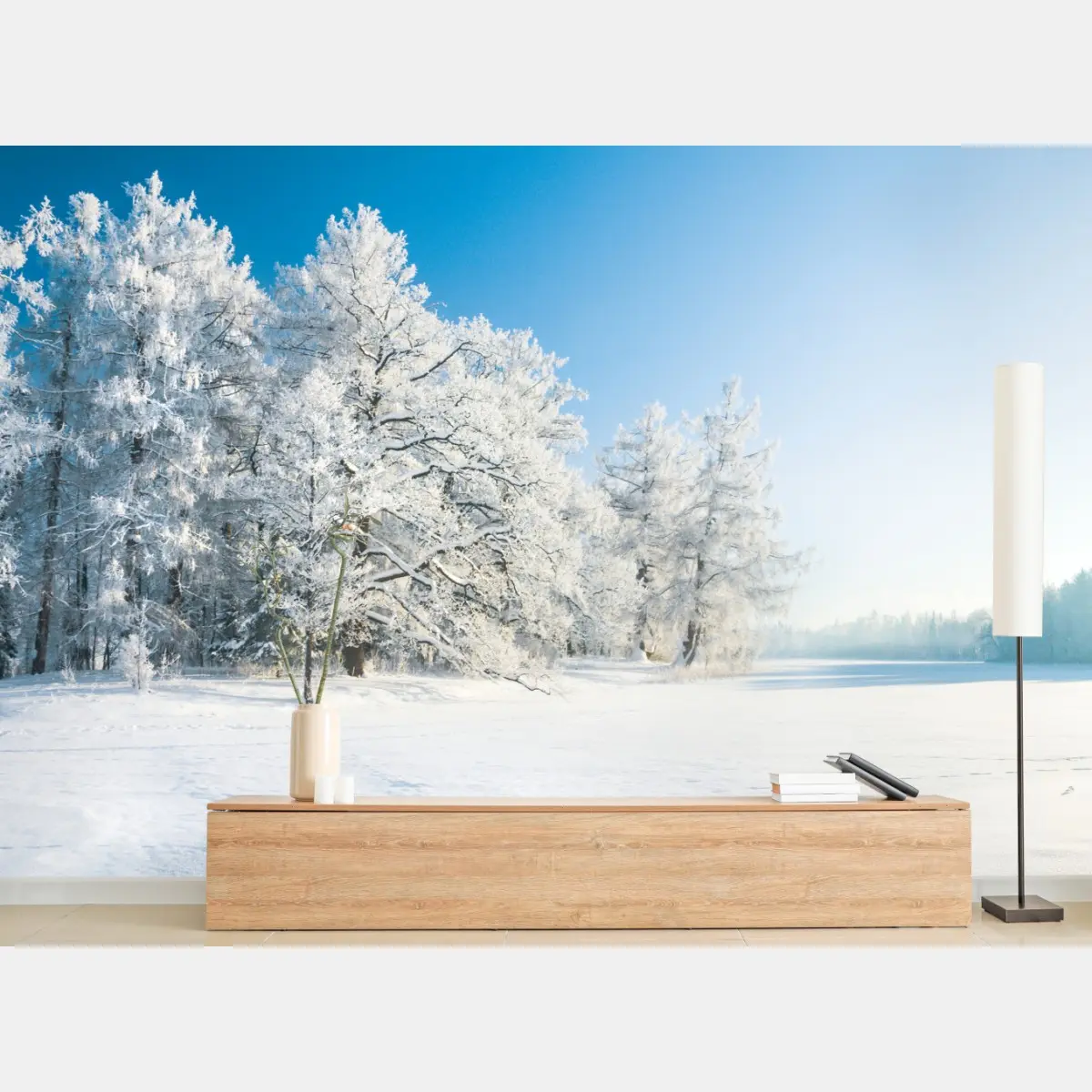 Fototapete ruhige winterlandschaft mit frostbedeckten bäumen – Pixers®