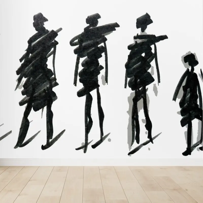 Fototapete tusche-silhouetten von figuren