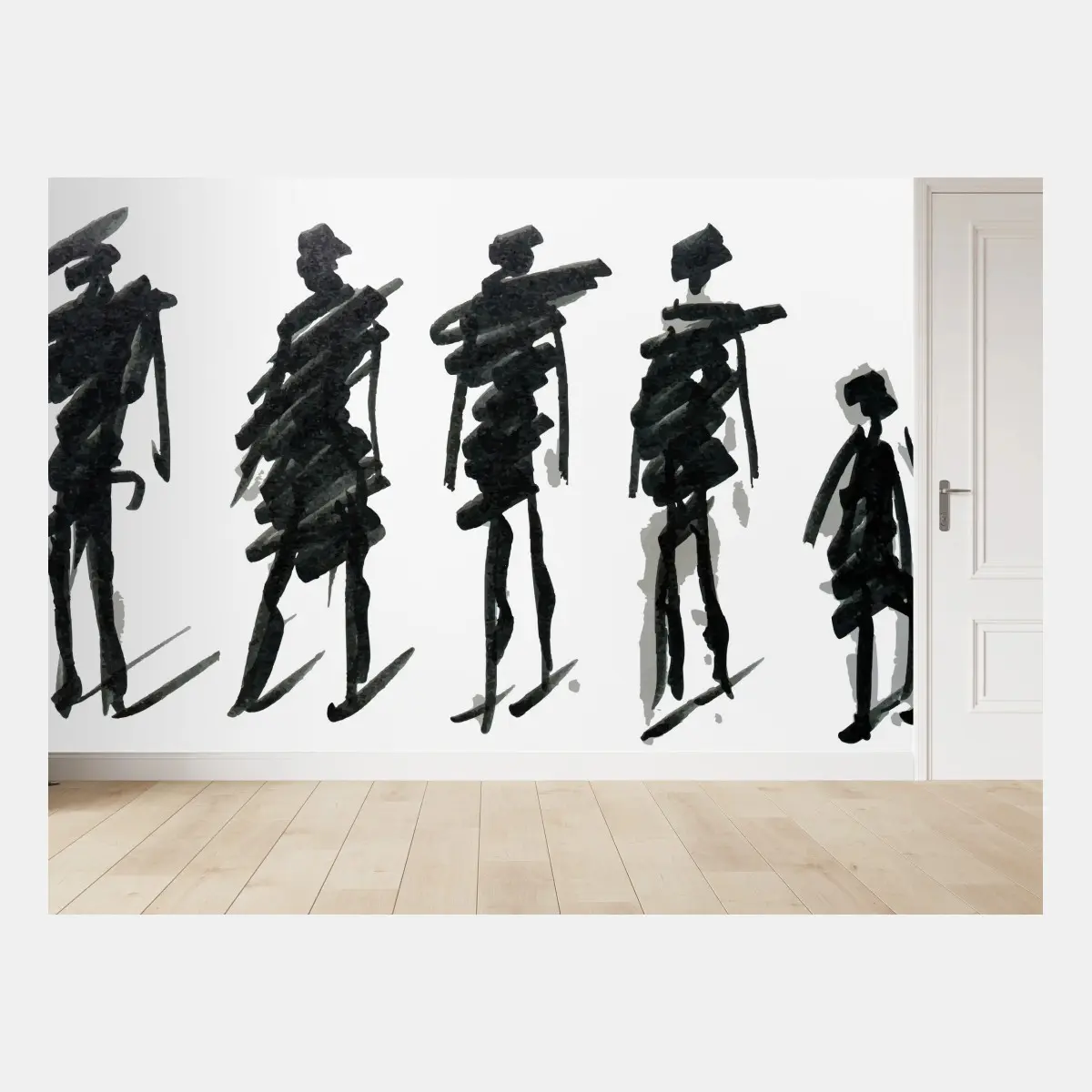 Fototapete tusche-silhouetten von figuren – Pixers®