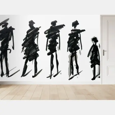 Fototapete tusche-silhouetten von figuren – Pixers®