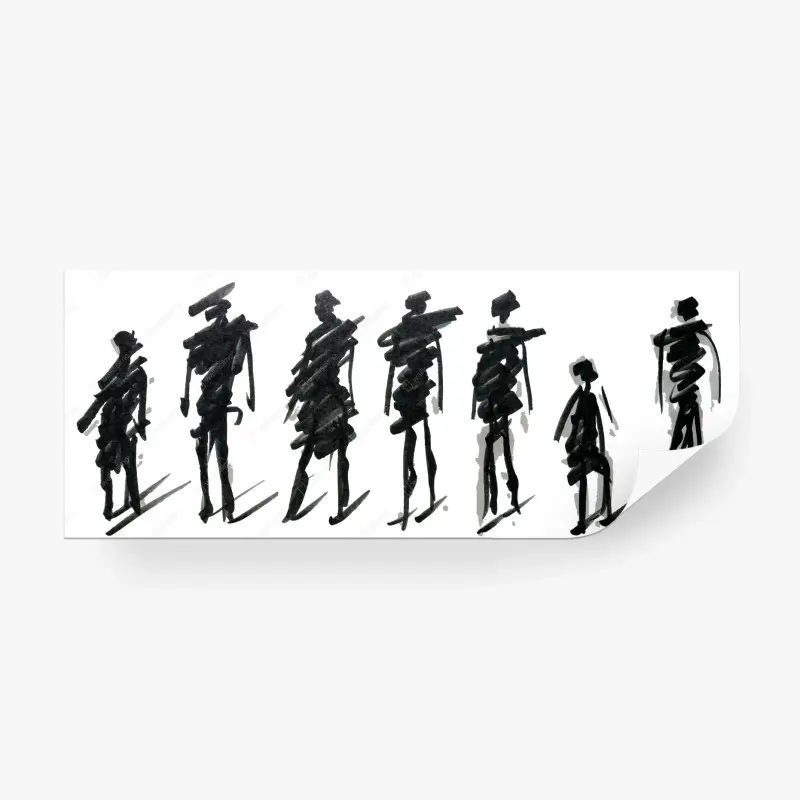 Fototapete tusche-silhouetten von figuren
