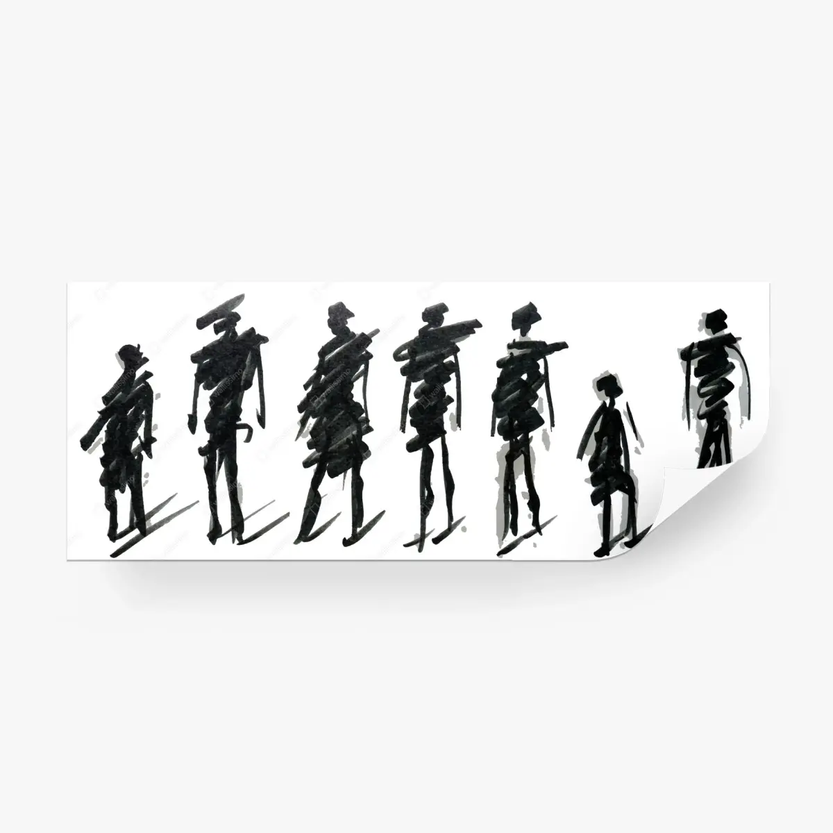 Fototapete tusche-silhouetten von figuren – Pixers®