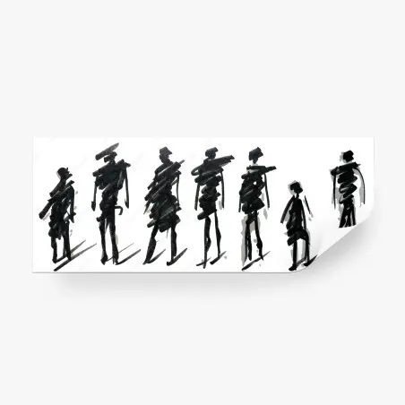 Fototapete tusche-silhouetten von figuren – Pixers®