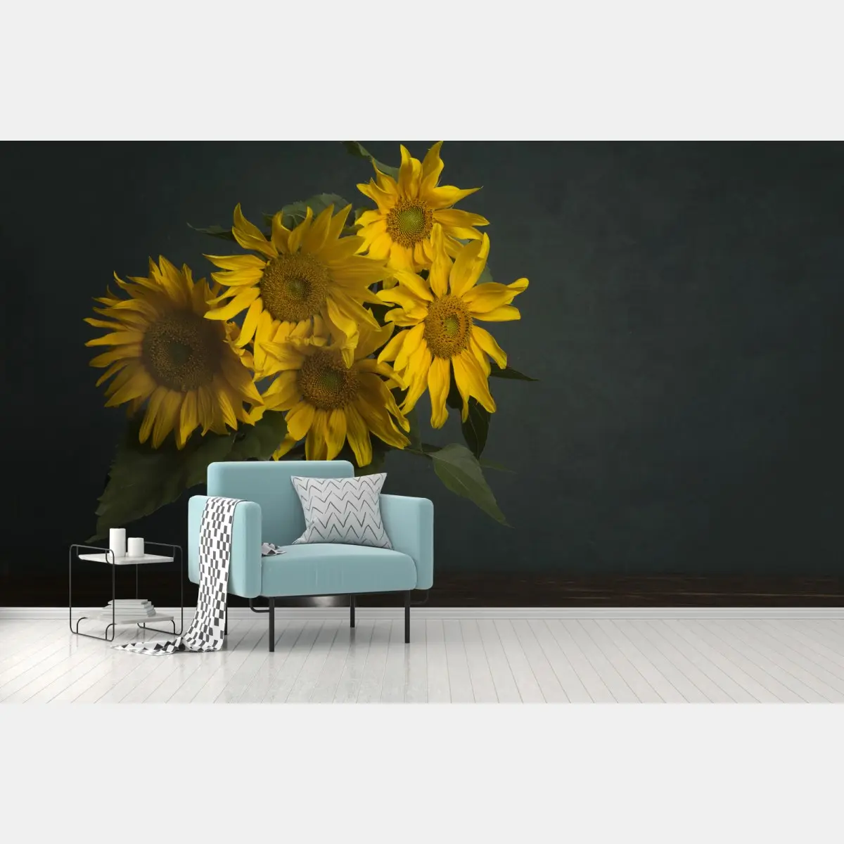 Fototapete strauß sonnenblumen auf dunklem hintergrund – Pixers®