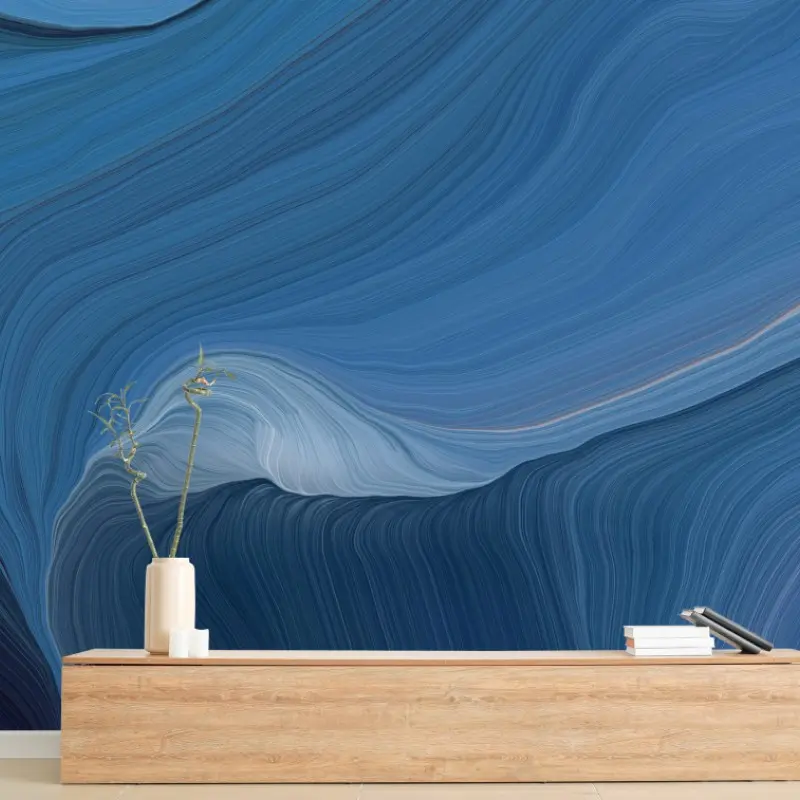 Fototapete blauer fluss abstraktes wandbild