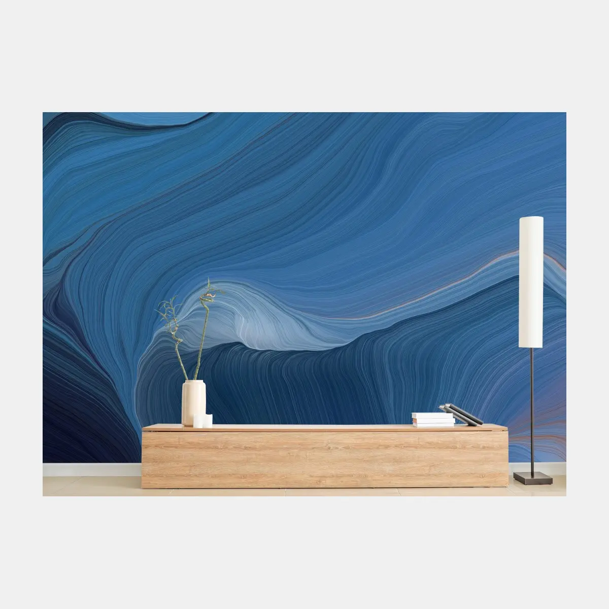 Fototapete blauer fluss abstraktes wandbild – Pixers®
