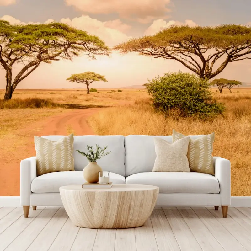 Fototapete Serengeti savannenlandschaft mit akazien