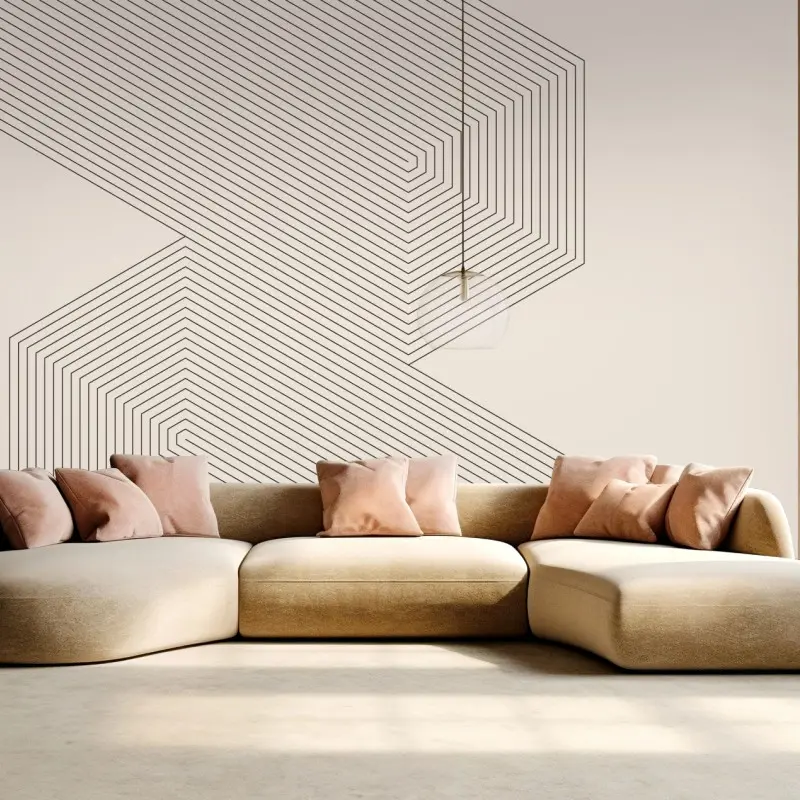 Fototapete geometrische linien auf beigem hintergrund