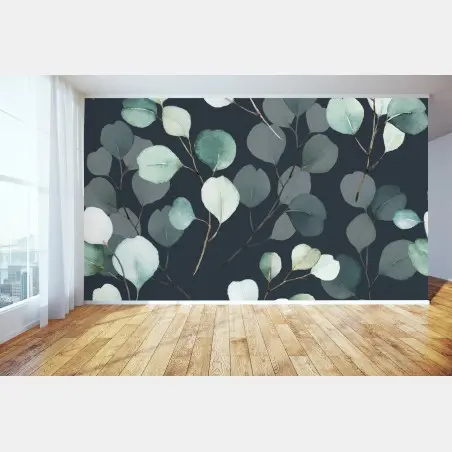 Fototapete zartes eukalyptus-aquarellmuster – Pixers®