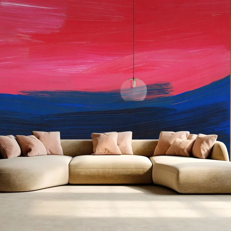 Fototapete leuchtender rosa-blauer abstrakter horizont