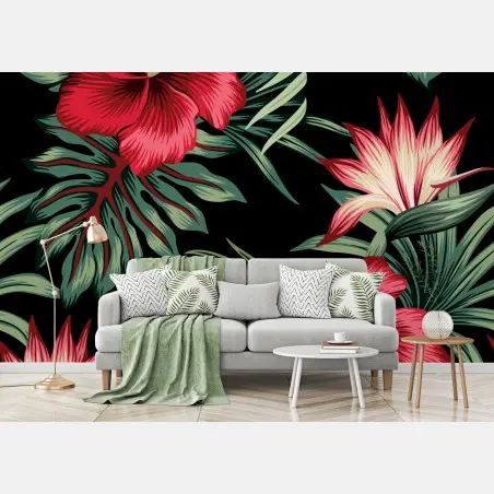 Fototapete tropischer hibiskus botanischer druck – Pixers®