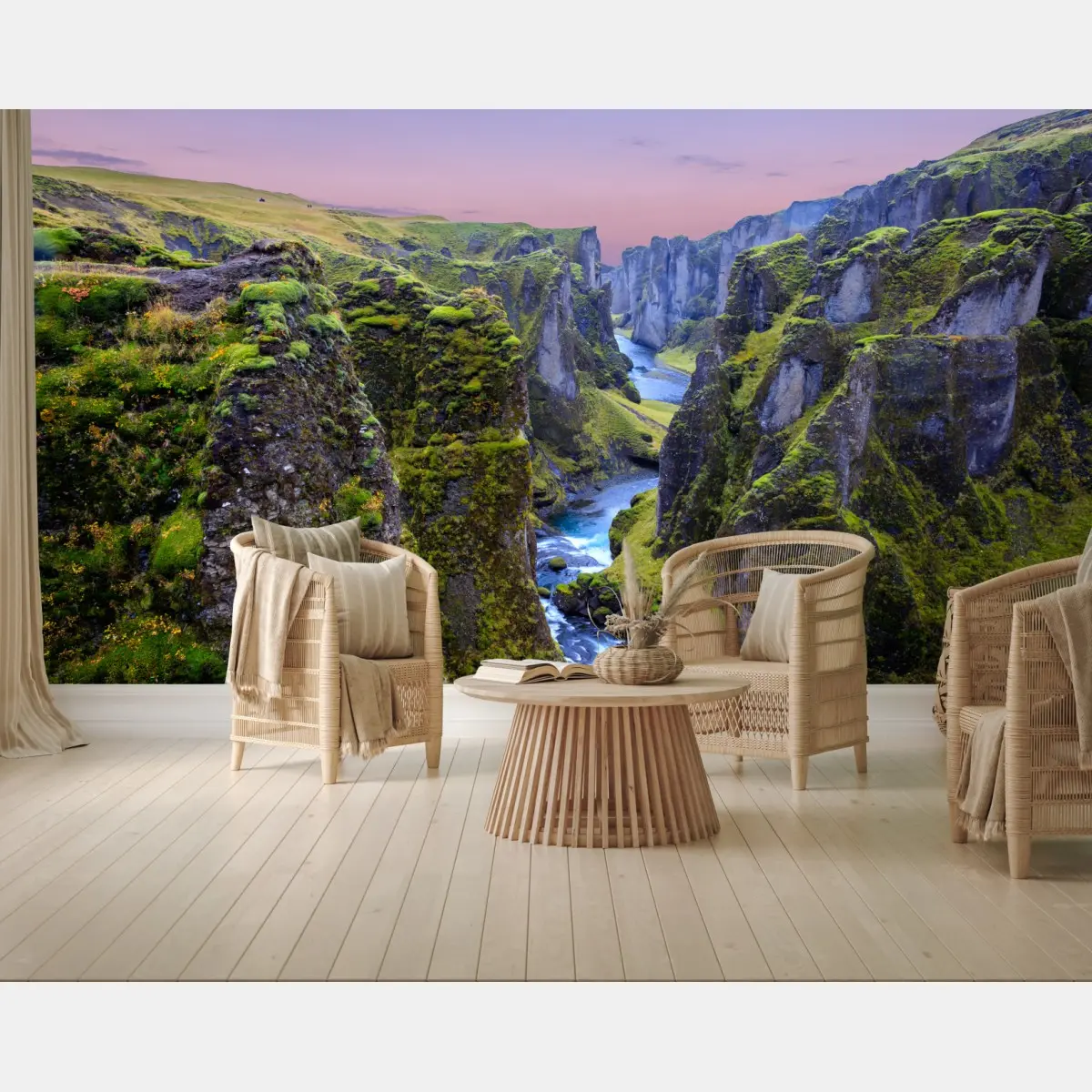 Fototapete Fjadrargljufur canyon bei sonnenuntergang – Pixers®