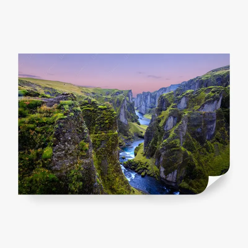 Fototapete Fjadrargljufur canyon bei sonnenuntergang