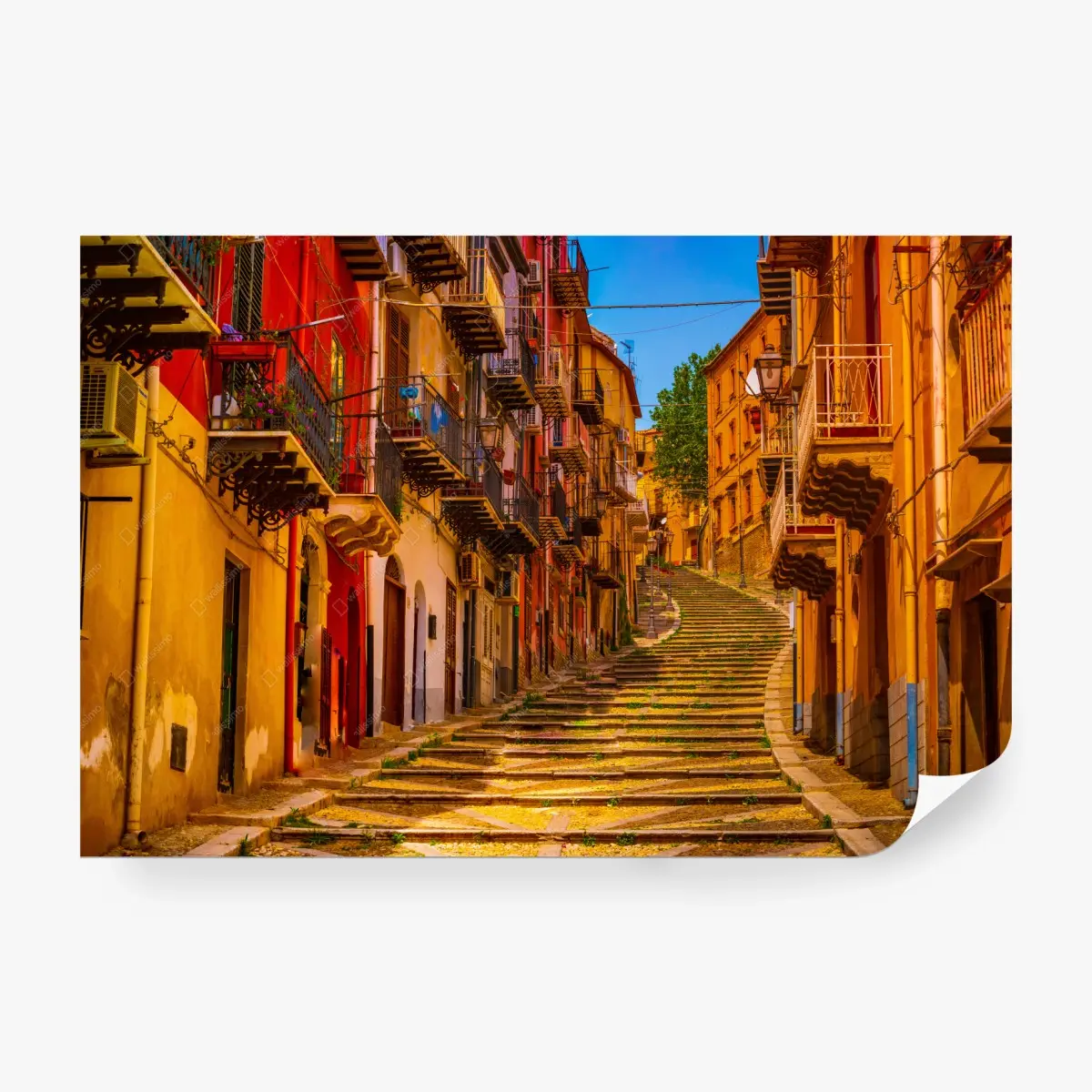 Fototapete sonnige bunte treppe in der altstadt – Pixers®