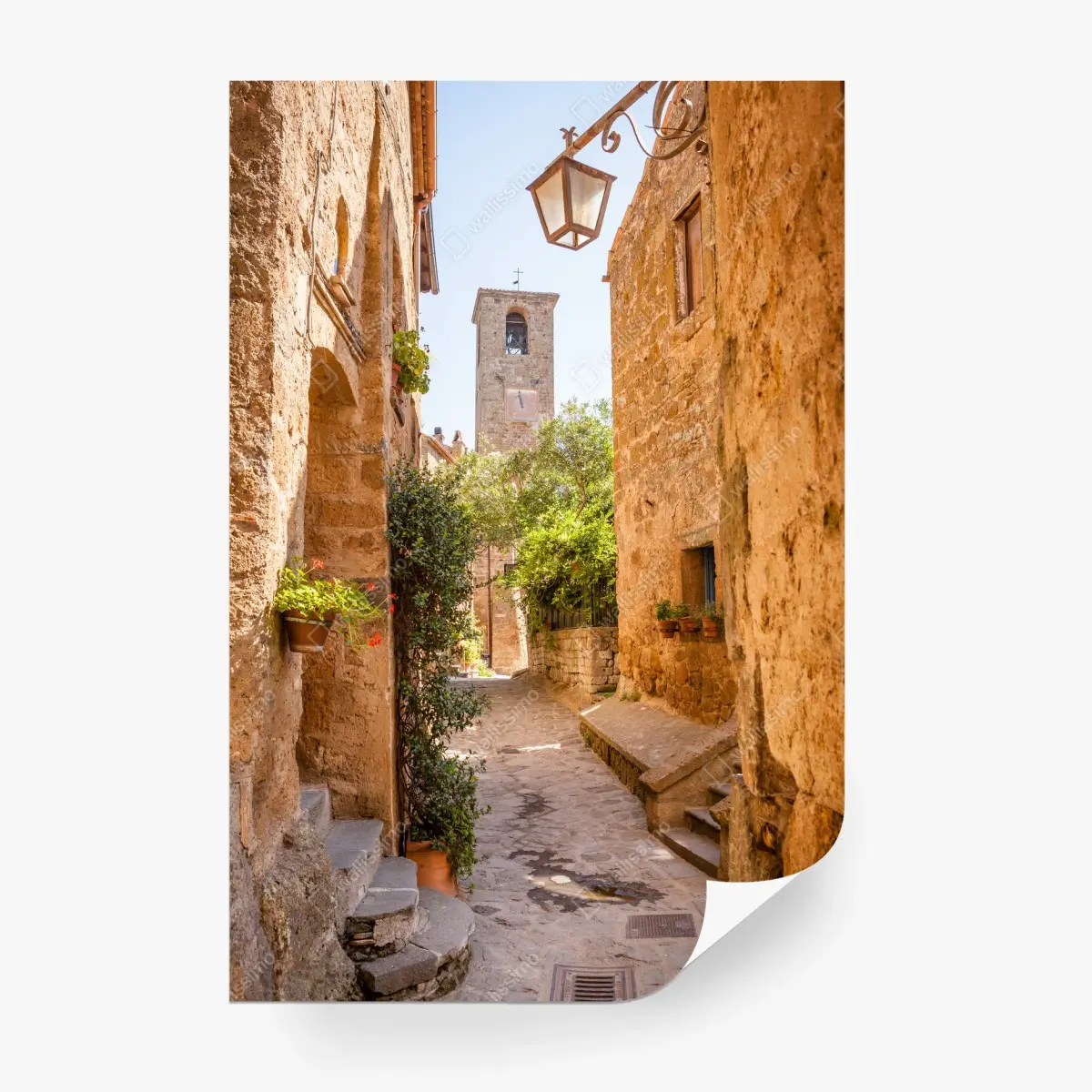 Fototapete sonnige gasse in Civita di Bagnoregio – Pixers®