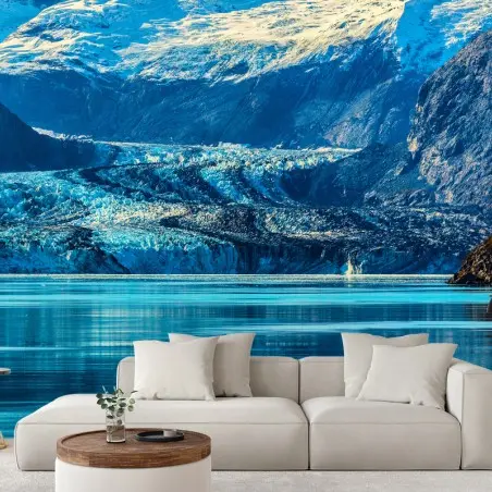 Fototapete majestätischer alpiner gletscher mit spiegelung