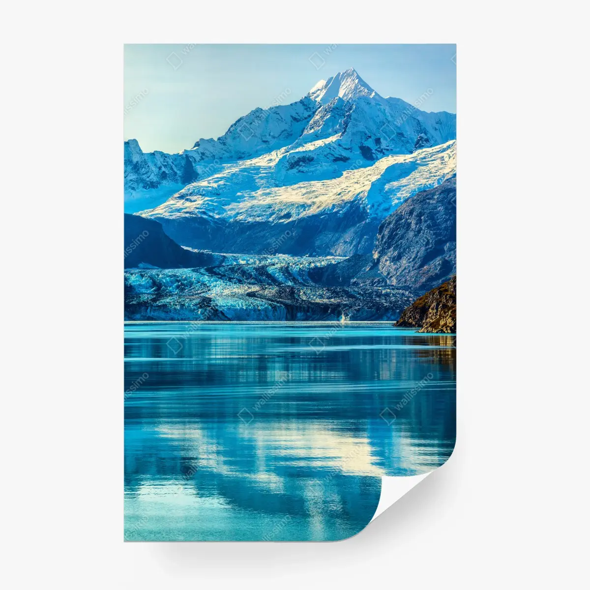 Fototapete majestätischer alpiner gletscher mit spiegelung – Pixers®