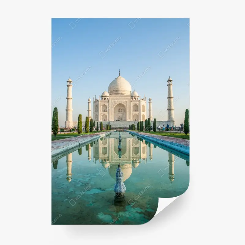 Fototapete Taj Mahal spiegelung im morgendlichen licht