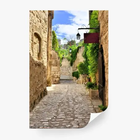 Fototapete reizende kopfsteinpflasterstraße in Les Baux de Provence – Pixers®