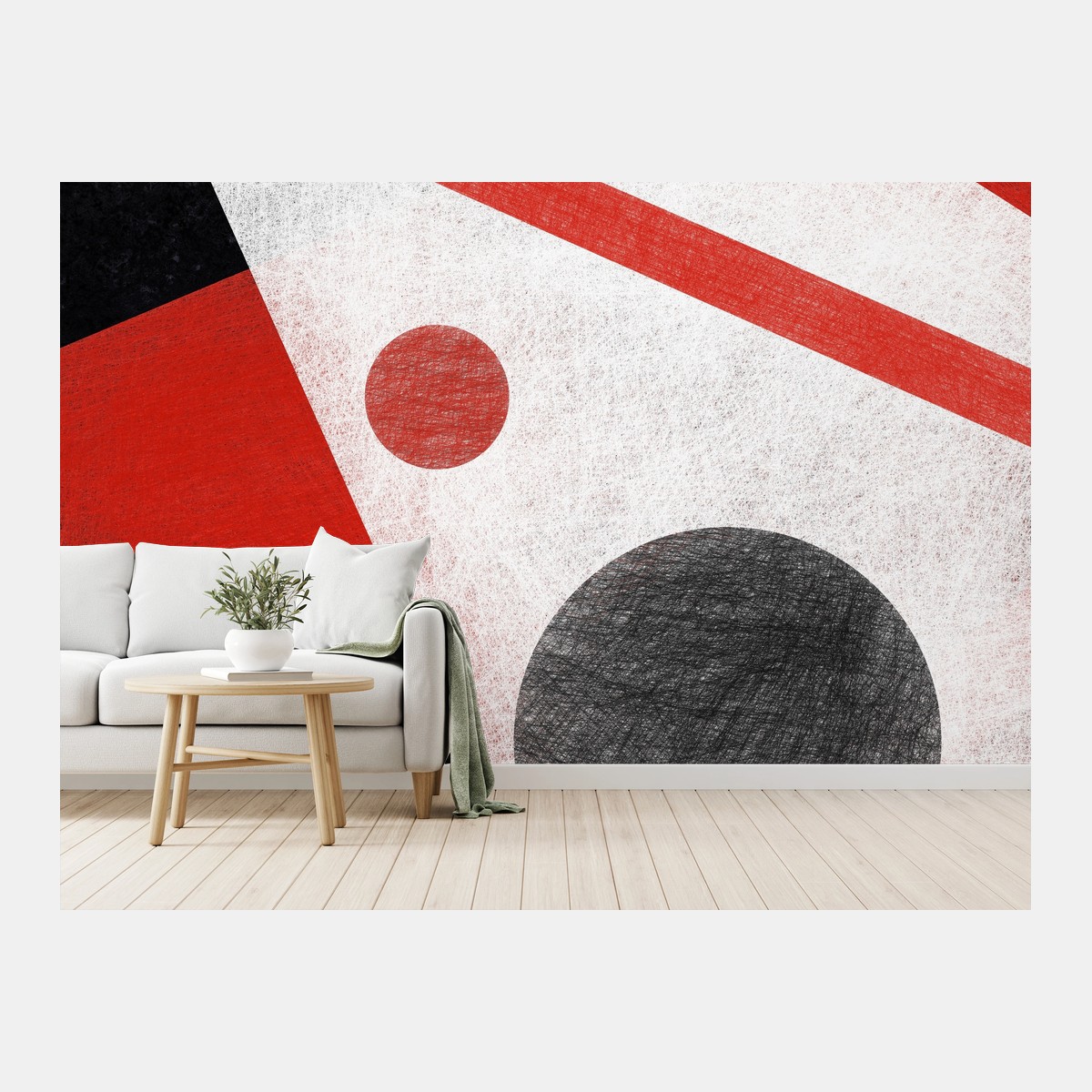 Fototapete geometrische abstraktion in rot und schwarz – Pixers®