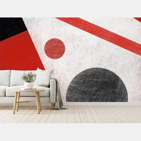Fototapete geometrische abstraktion in rot und schwarz – Pixers®