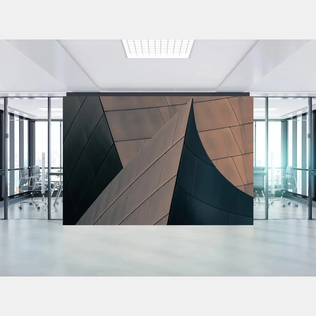 Fototapete geometrische architekturformen aus metall – Pixers®