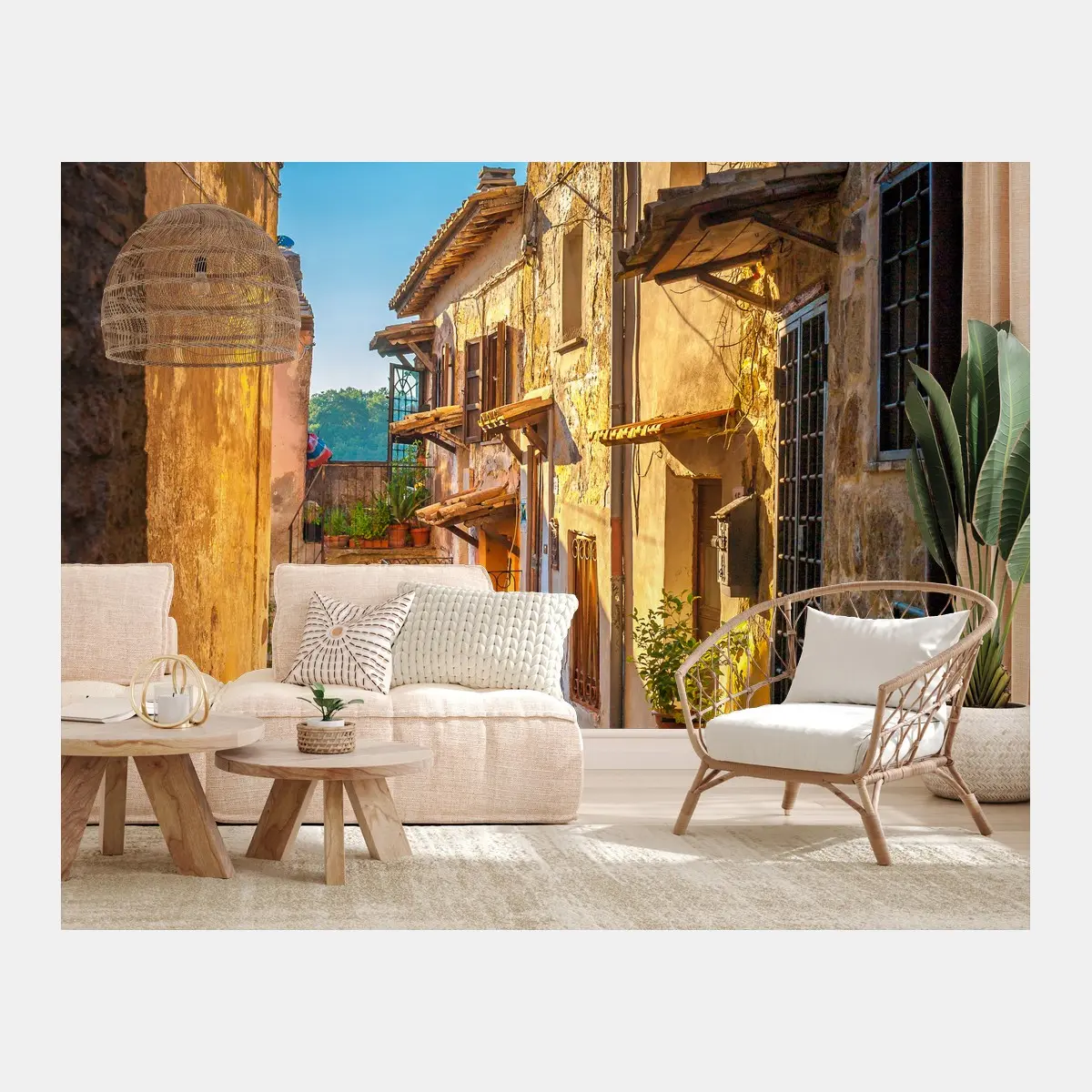 Fototapete sonnenbeschienene gasse in der Toskana – Pixers®