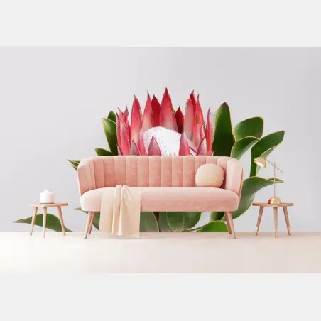 Fototapete rosa protea auf neutralem hintergrund – Pixers®