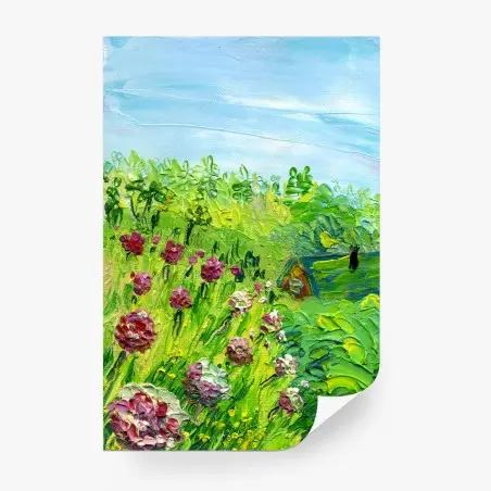 Fototapete pfingstrosenwiese im frühling — impasto blumenbild – Pixers®