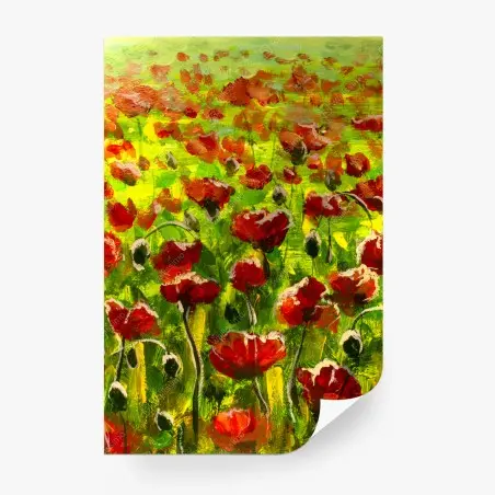 Fototapete feld roter mohnblumen – Pixers®
