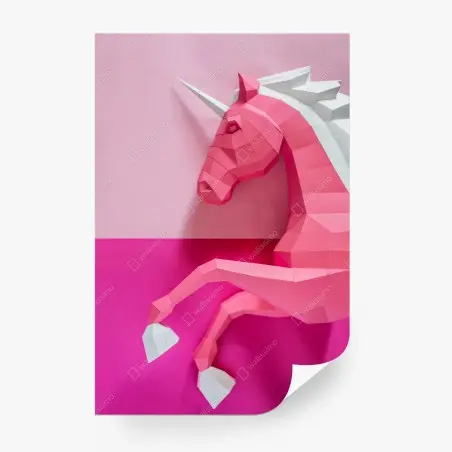 Fototapete rosa geometrisches einhorn – Pixers®