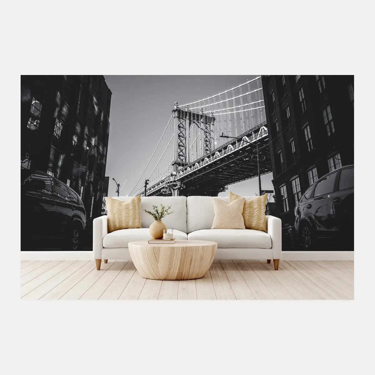 Fototapete Manhattan brücke perspektive über kopfsteinpflaster – Pixers®