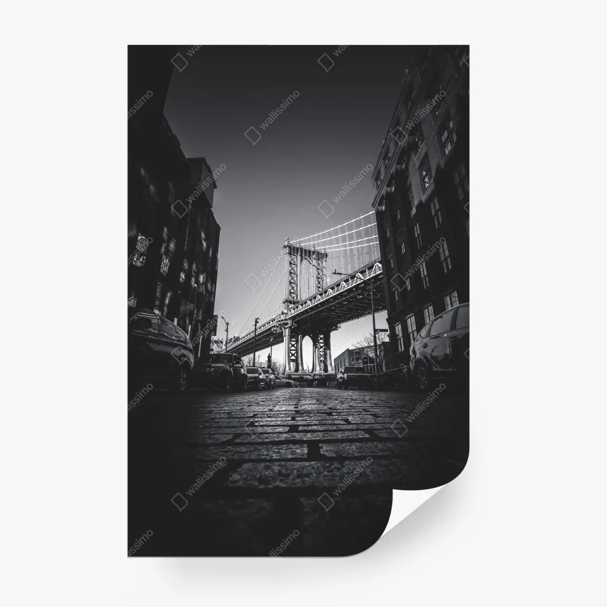 Fototapete Manhattan brücke perspektive über kopfsteinpflaster – Pixers®