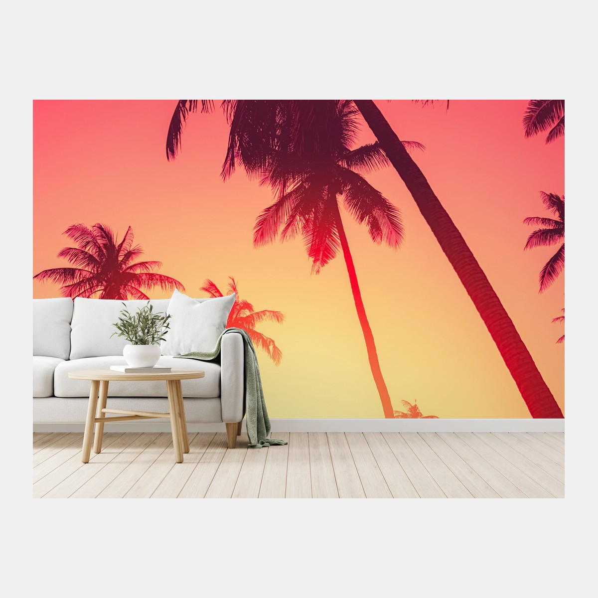 Fototapete tropischer sonnenuntergang mit palmen – Pixers®