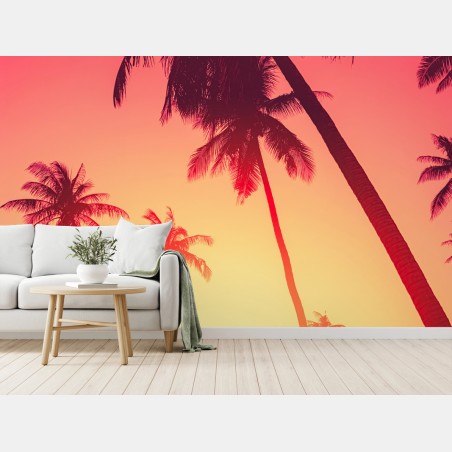 Fototapete tropischer sonnenuntergang mit palmen – Pixers®