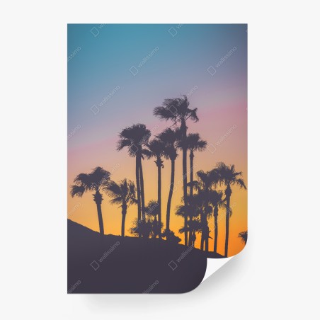 Fototapete retro tropische palmen bei sonnenuntergang – Pixers®