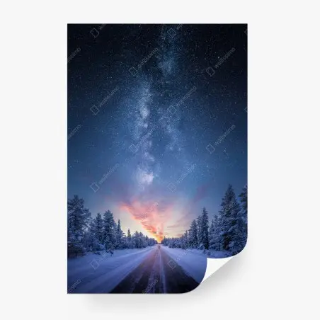 Fototapete straße zur milchstraße bei sonnenaufgang – Pixers®