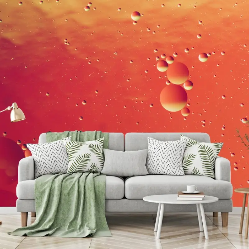 Fototapete warme orange abstraktion mit blasen