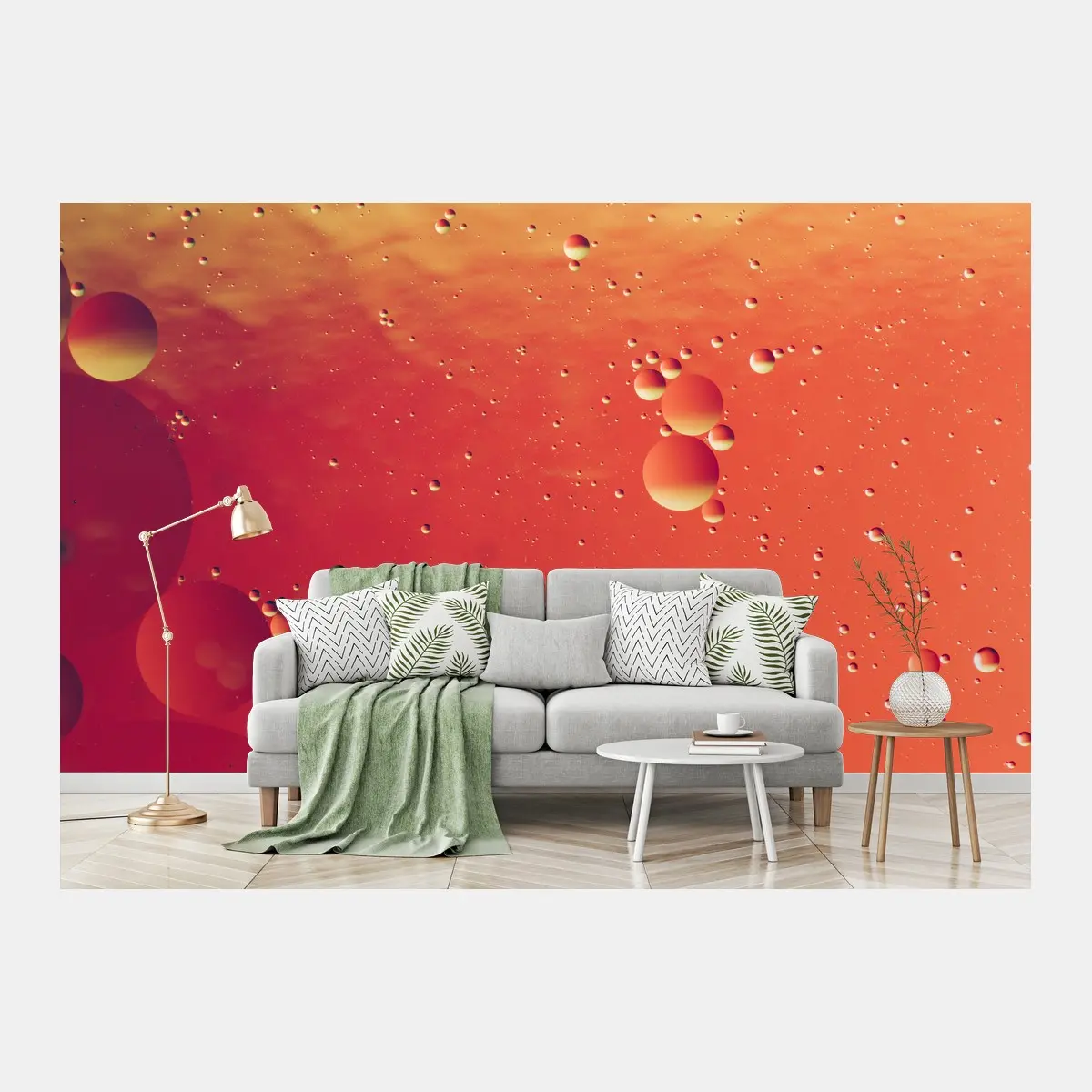 Fototapete warme orange abstraktion mit blasen – Pixers®