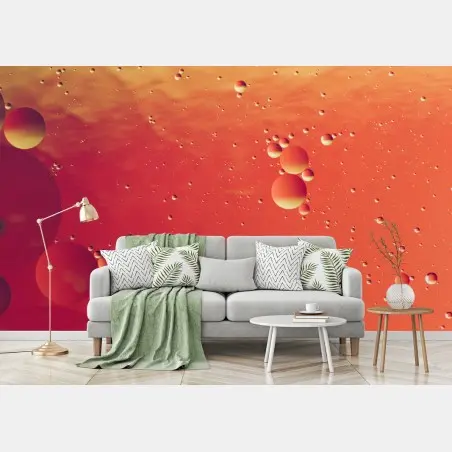 Fototapete warme orange abstraktion mit blasen – Pixers®