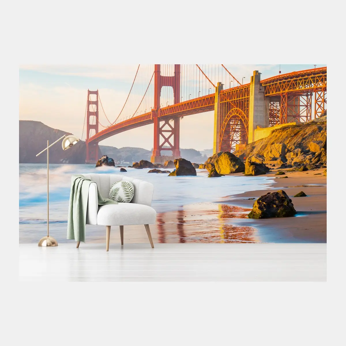 Fototapete goldene stunde an der Golden Gate Bridge, Baker Beach – Pixers®